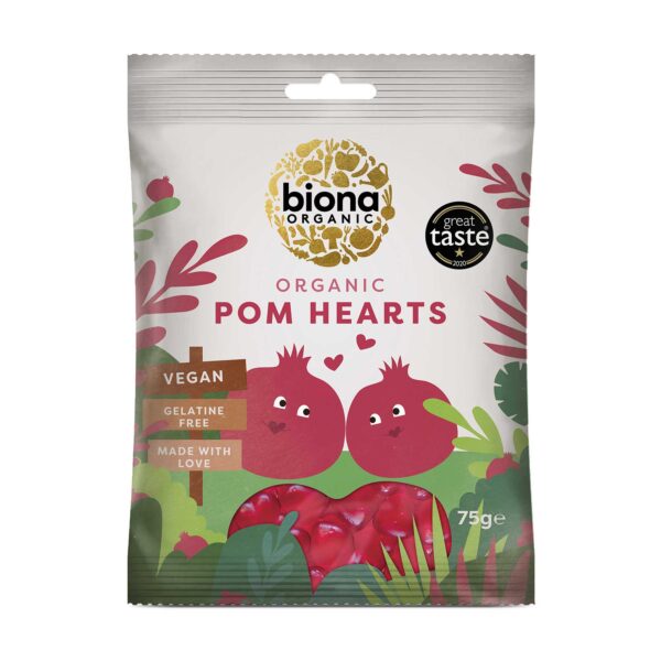 Biona Jellies Pomegranate Hearts 75g