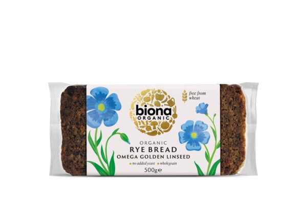 Biona Rye Bread with Golden Linseed 500g