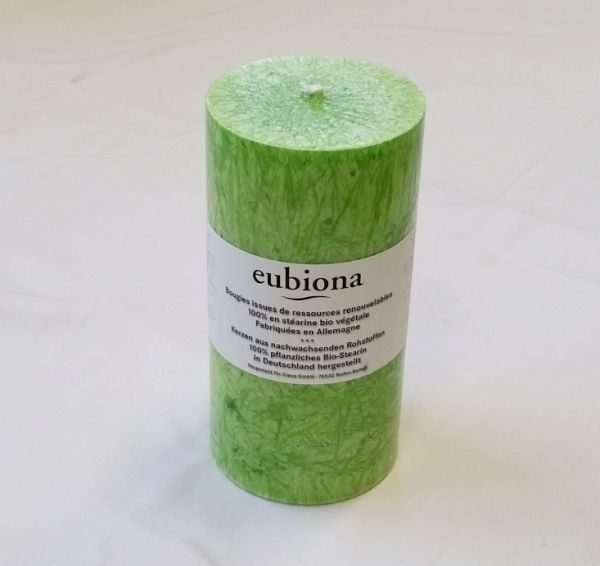 Стеариновая свеча зеленая Eubiona  75x150mm